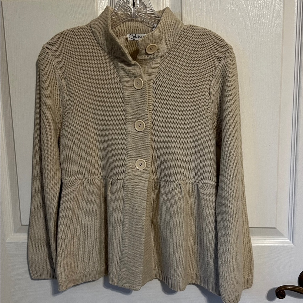 Red Paint Tan Button-Up Women's Cardigan
